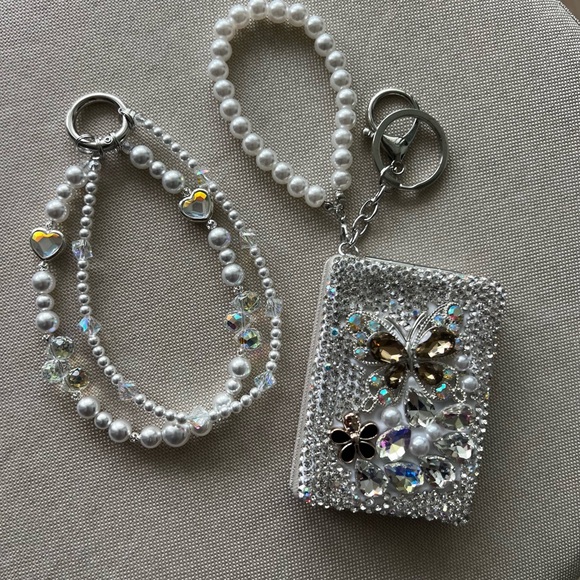 Rhinestone Compact Mirror – Magnifying – New – Wrist Strap - key chain - Picture 5 of 11